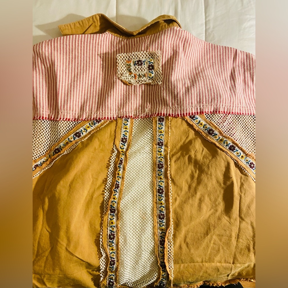 Pol Embroidered Twill Tan Jacket Patchwork Mesh S… - image 6